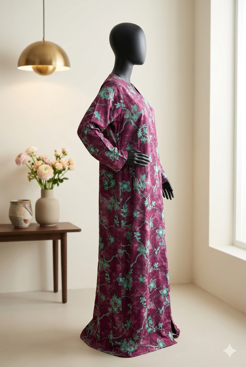 π The Summer Bouquet Lawn Abaya | Multi-Color Vibrant Floral Printed Abaya - 040