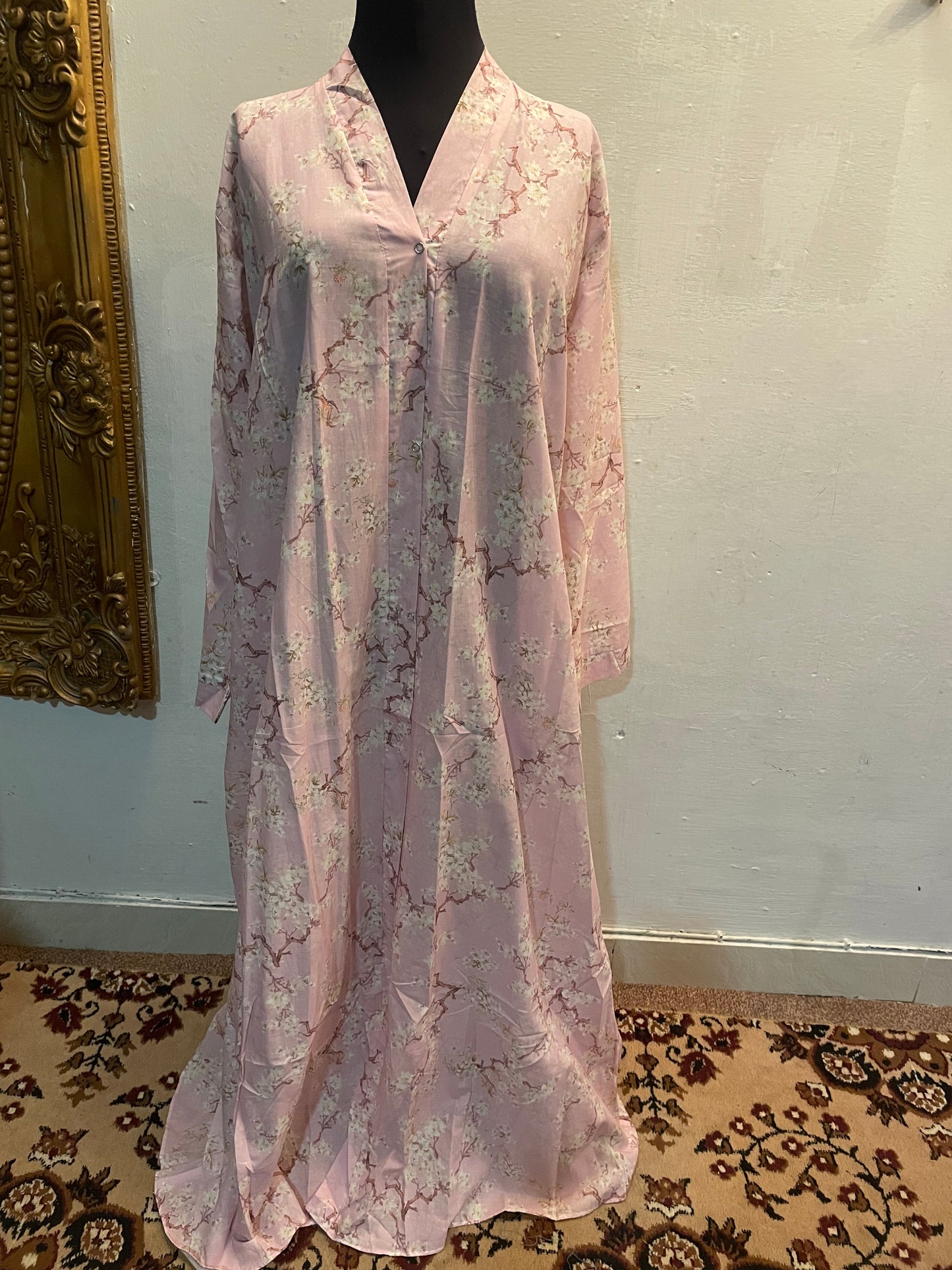 πͺ΅ The Cedar Bloom Lawn Abaya | Rust Brown & Cream Floral Printed Abaya 057