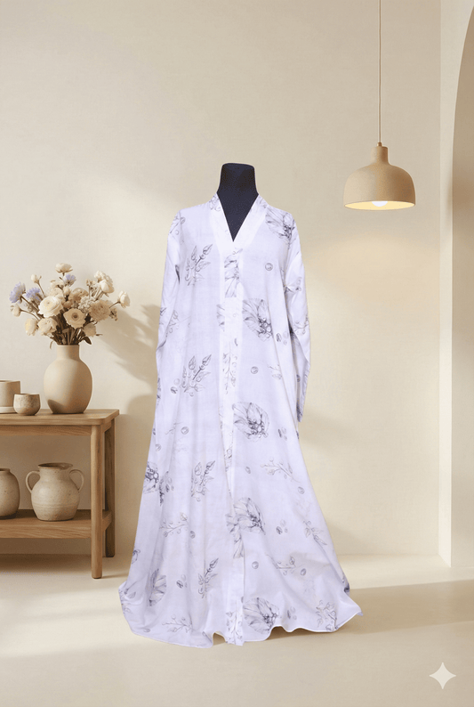 Petal Princess Kids Abaya | Bubblegum Pink Floral Linen Abaya for Girls