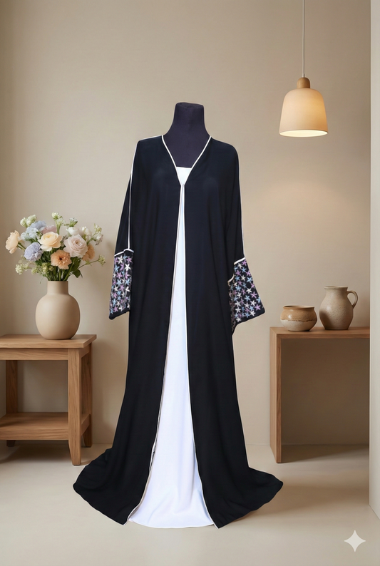 β¨ Starry Night Abaya β Elegant Evening & Formal Modest Wear