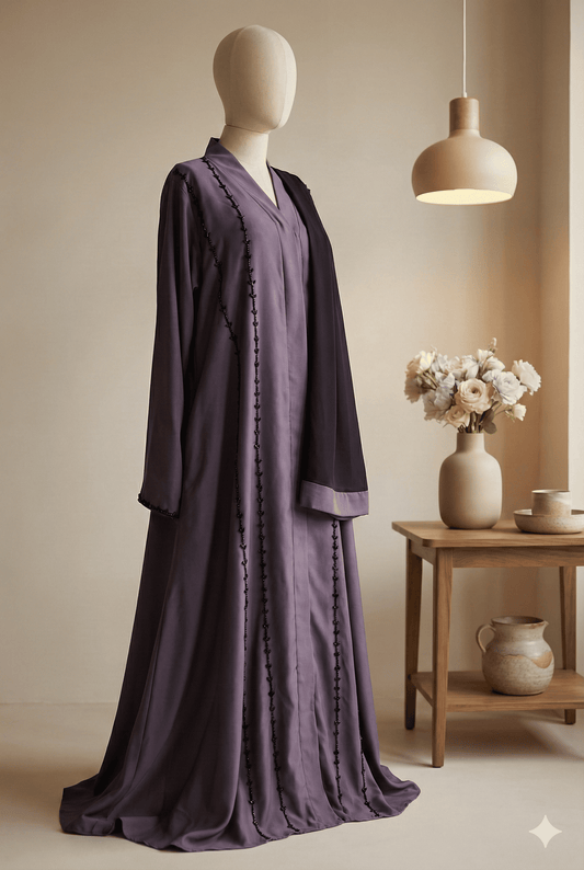 π«οΈ Grey Premium Nida Fabric Abaya β Elegant Handwork & Stylish Comfort