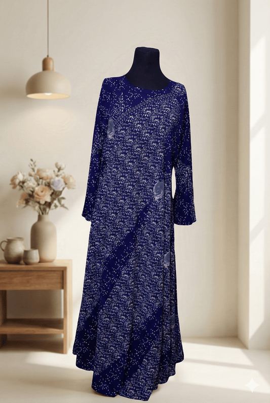 π€ Double-Sided Black and Printed Chiffon Abaya