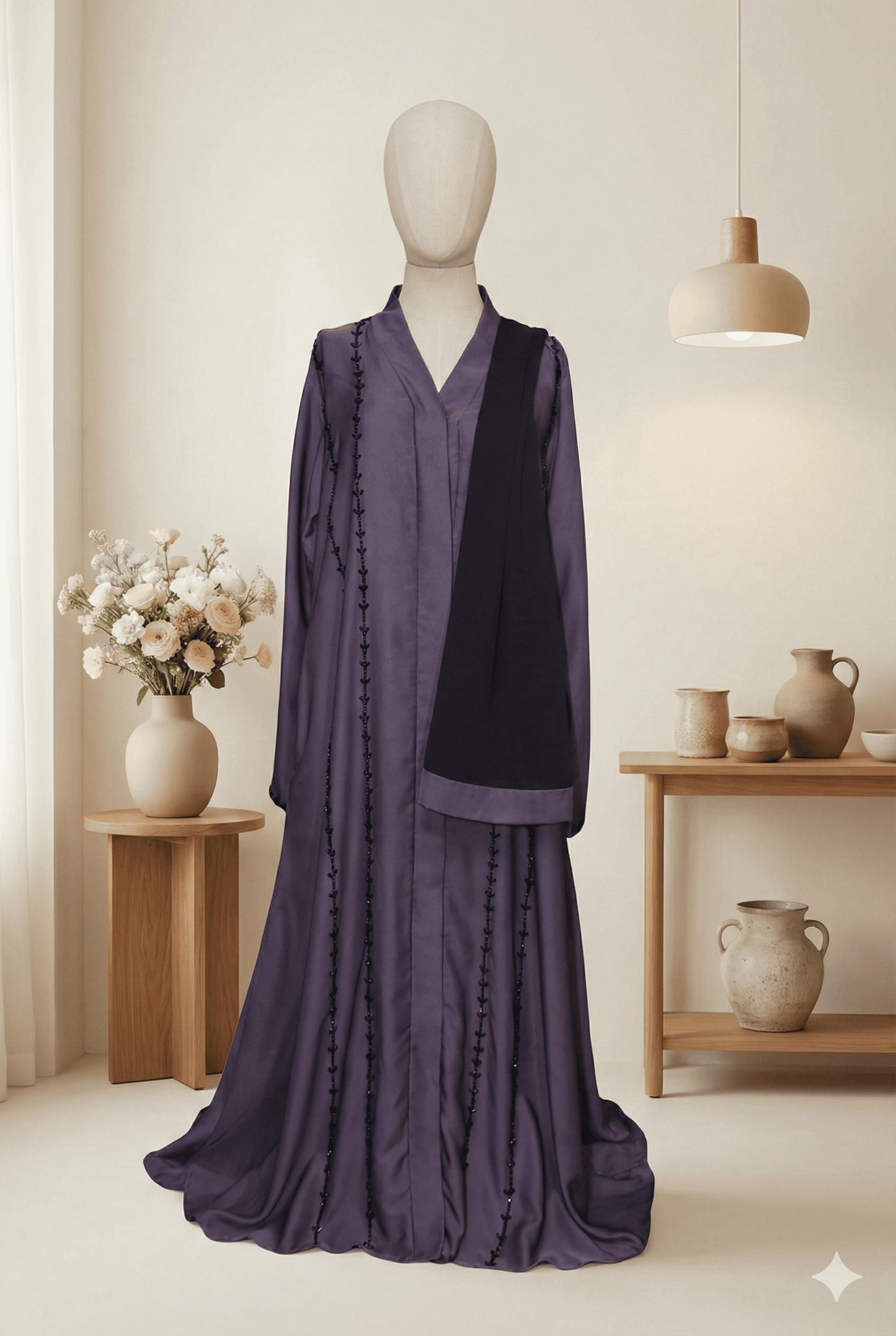 π«οΈ Grey Premium Nida Fabric Abaya β Elegant Handwork & Stylish Comfort