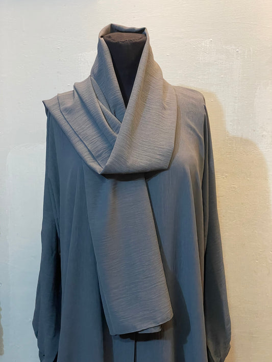 🍃 GREY Emerald CEY Fabric Abaya with Button Detail & Scarf - 012