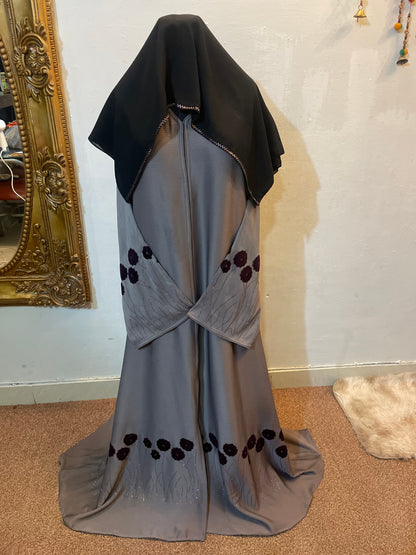 💎 URBAN VEIL Fawn Zoom Nida Abaya with Crystal & Applique Work - 019