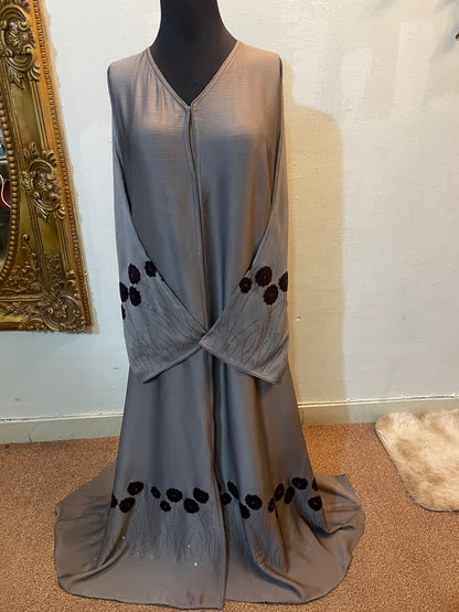 💎 URBAN VEIL Fawn Zoom Nida Abaya with Crystal & Applique Work - 019