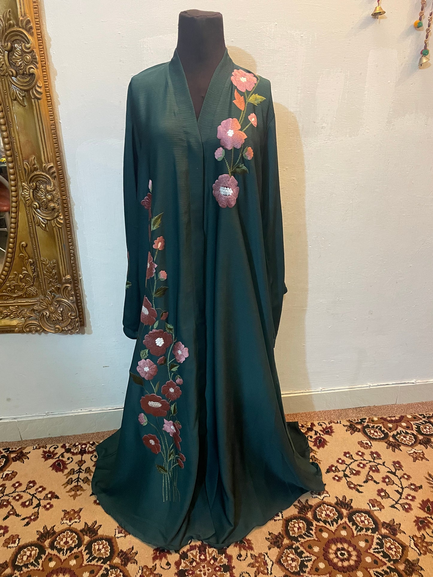 🌸 FLORAL AURA Zoom Nida Abaya with Paper Karhai & Scarf - 026