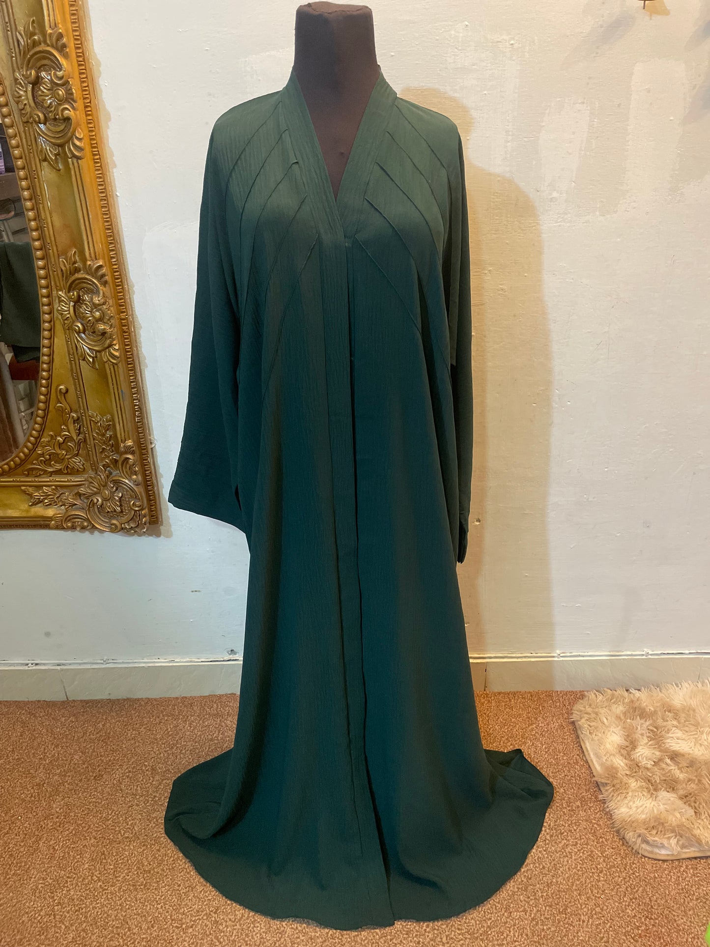 🌲 EMERALD Pintuck CEY Fabric Abaya with Matching Scarf - 02