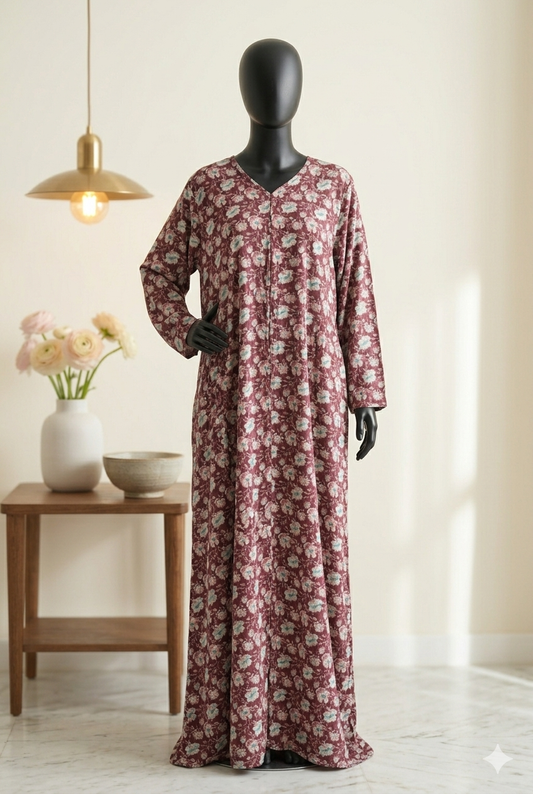 🌈 The Summer Bouquet Lawn Abaya | Multi-Color Vibrant Floral Printed Abaya - 038
