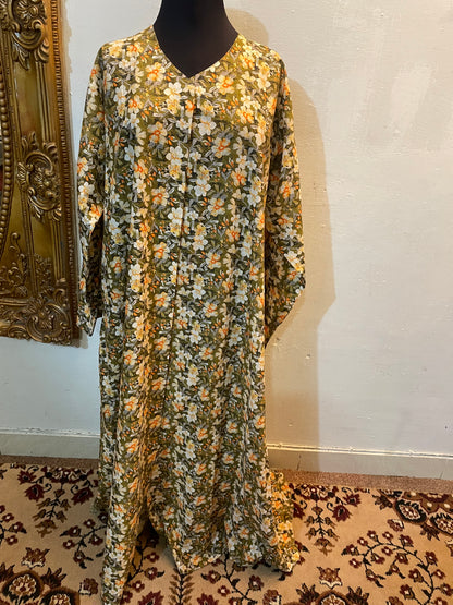 🍇 The Midnight Berry Lawn Abaya | Deep Plum & Magenta Floral Printed Abaya 043