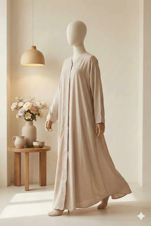 🥯 The Vanilla Bean Lawn Abaya | Warm Cream & Earthy Abaya 046