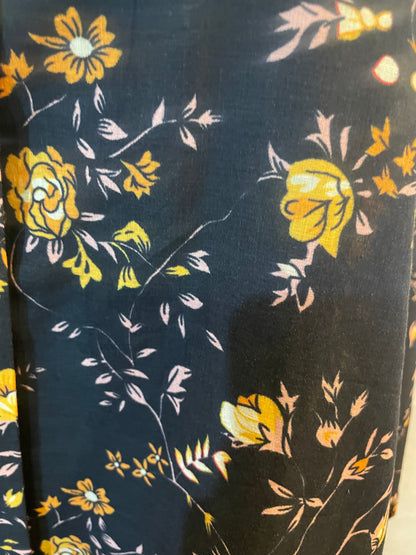 🌑 The Charcoal Bloom Lawn Abaya | Dark Grey & Black Floral Printed Abaya 050
