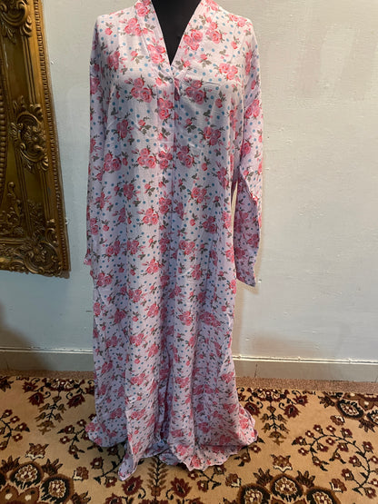 🍇 The Plum Petal Lawn Abaya | Deep Purple & Lavender Floral Printed Abaya 056