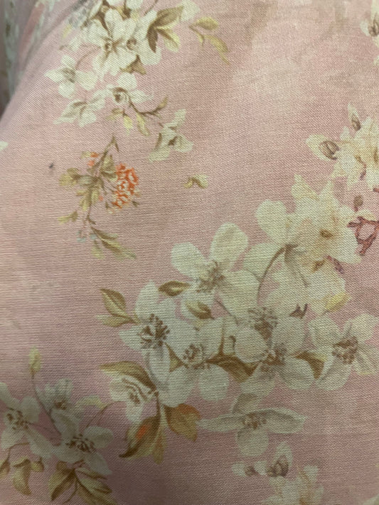 🪵 The Cedar Bloom Lawn Abaya | Rust Brown & Cream Floral Printed Abaya 057