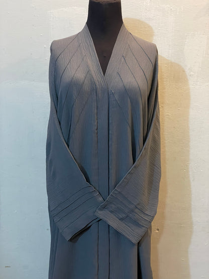 🌲 GREY Pintuck CEY Fabric Abaya with Matching Scarf - D 05