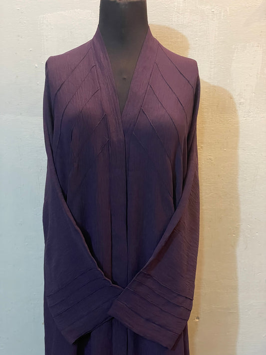 🌲 PURPLE Pintuck CEY Fabric Abaya with Matching Scarf - D 06