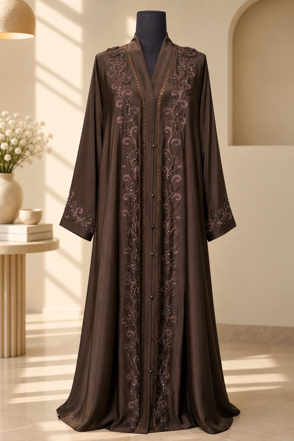 Dreamy Brown Hand Embellished Abaya 861