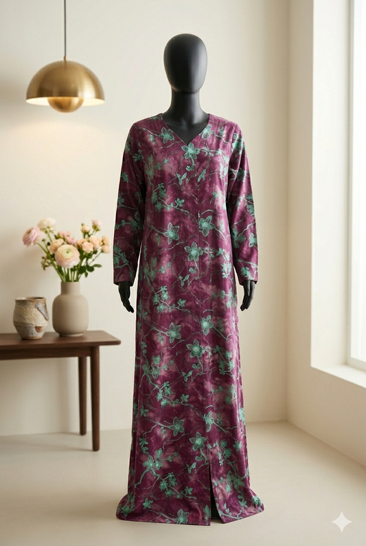 🌈 The Summer Bouquet Lawn Abaya | Multi-Color Vibrant Floral Printed Abaya - 040