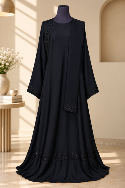 Black Abaya EMB 081 – Nida Maxi