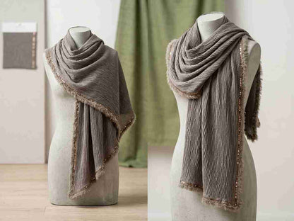 GREY WINTER WOOL SCARF