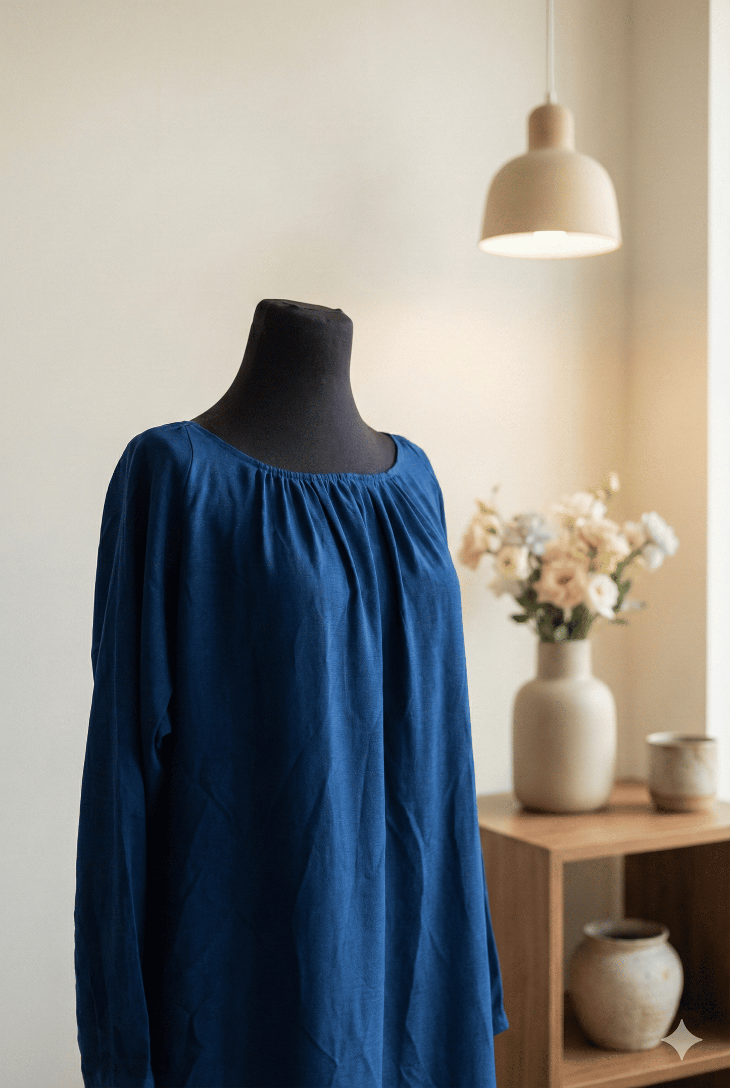 🤍 Crinkle Nida A-Line Abaya with Pleated Neckline