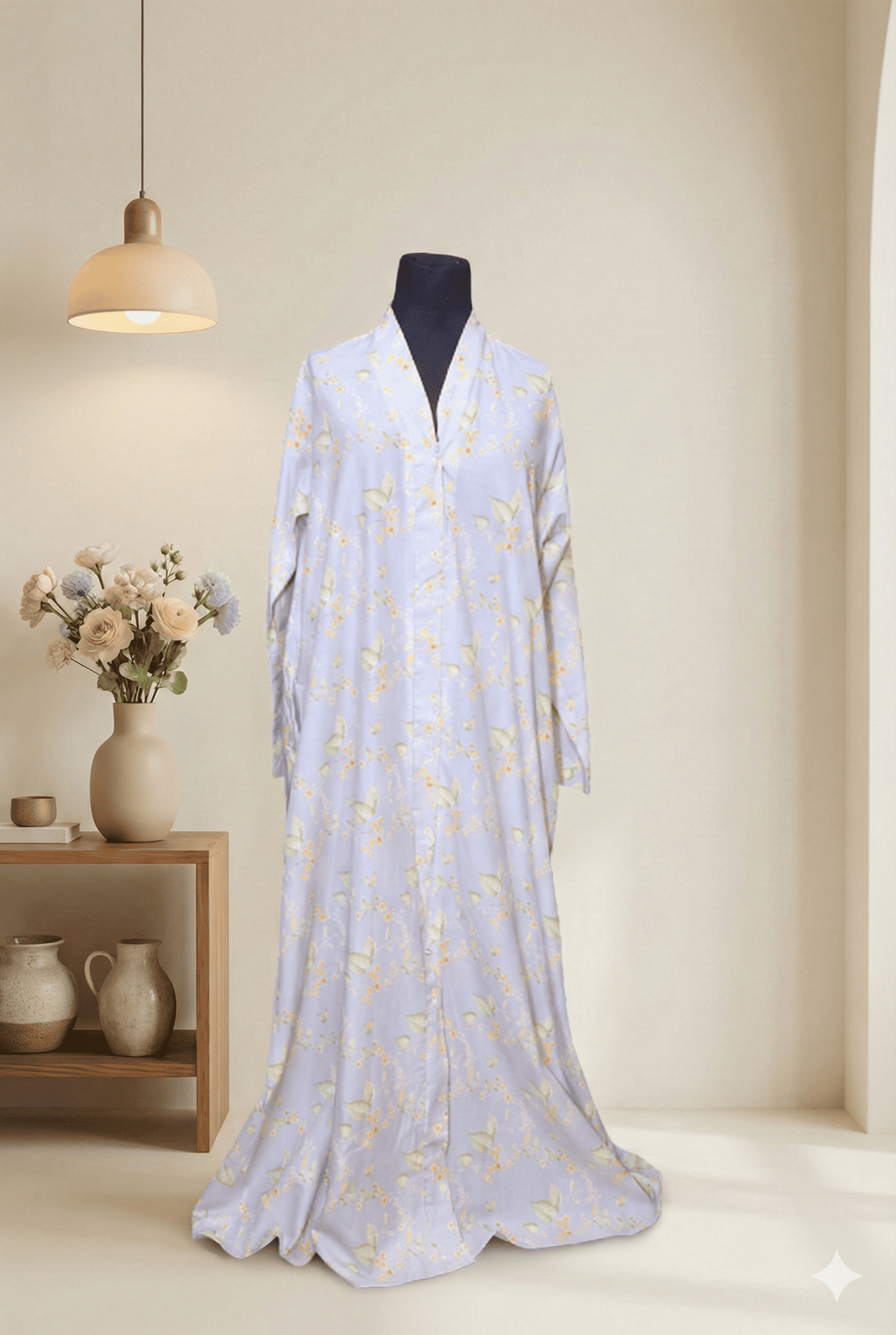 Sky Flower Abaya | Soft Blue Floral Abaya for Girls