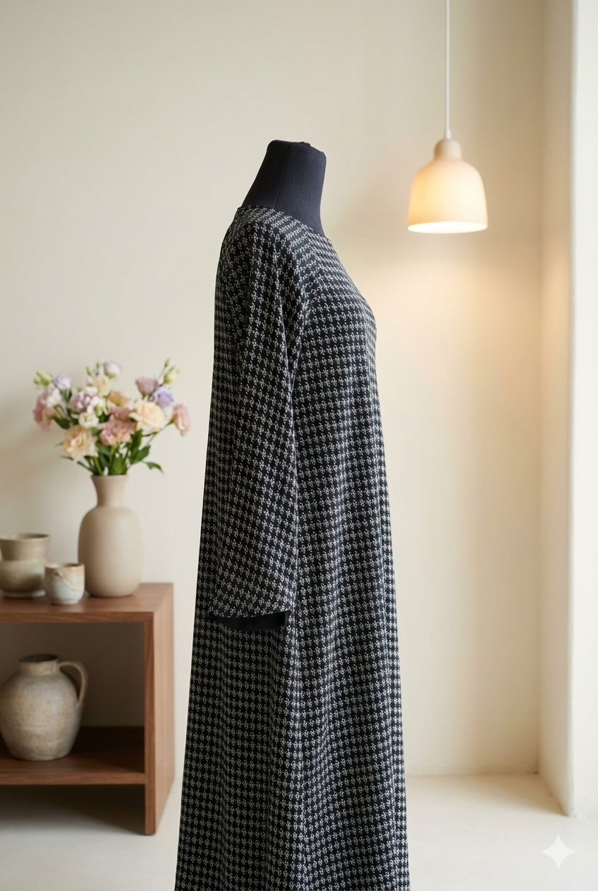 🖤 Black 2-in-1 Double-Sided Georgette Chiffon Abaya