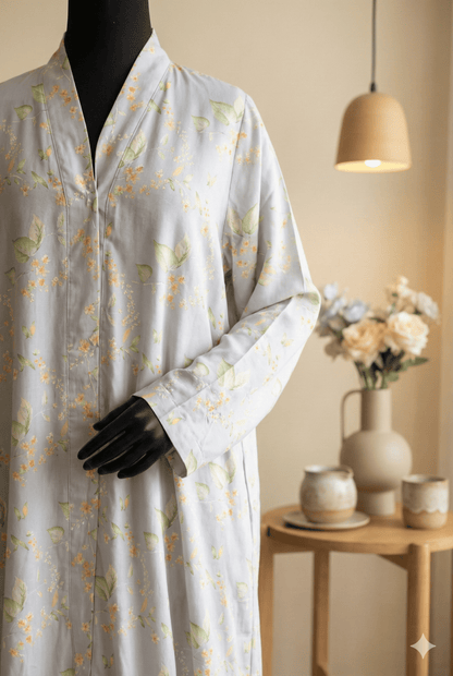 Sky Flower Abaya | Soft Blue Floral Abaya for Girls