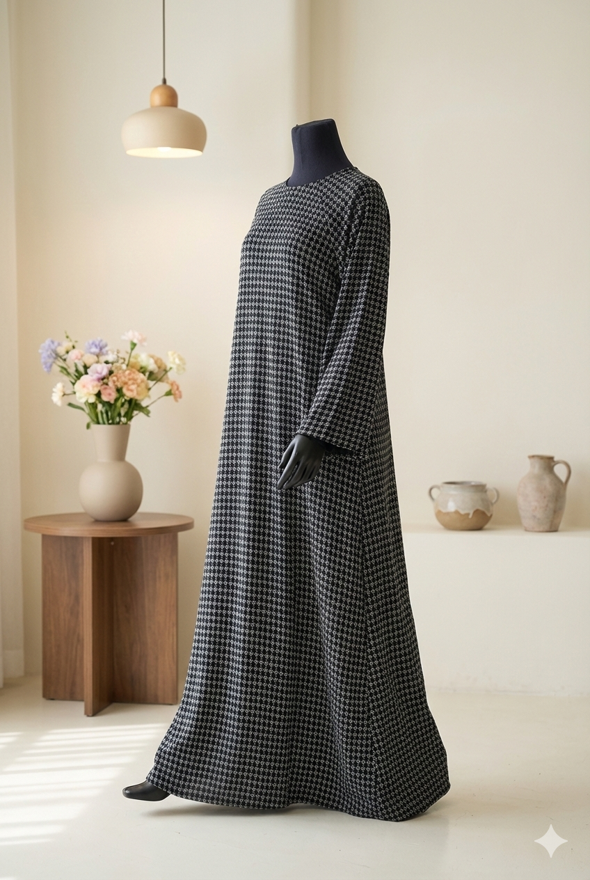 🖤 Black 2-in-1 Double-Sided Georgette Chiffon Abaya