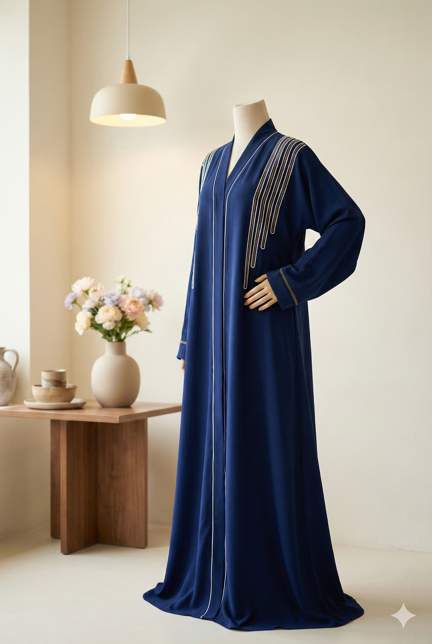 💙 Blue Sapphire Abaya with Crystal &amp; Doori Detailing