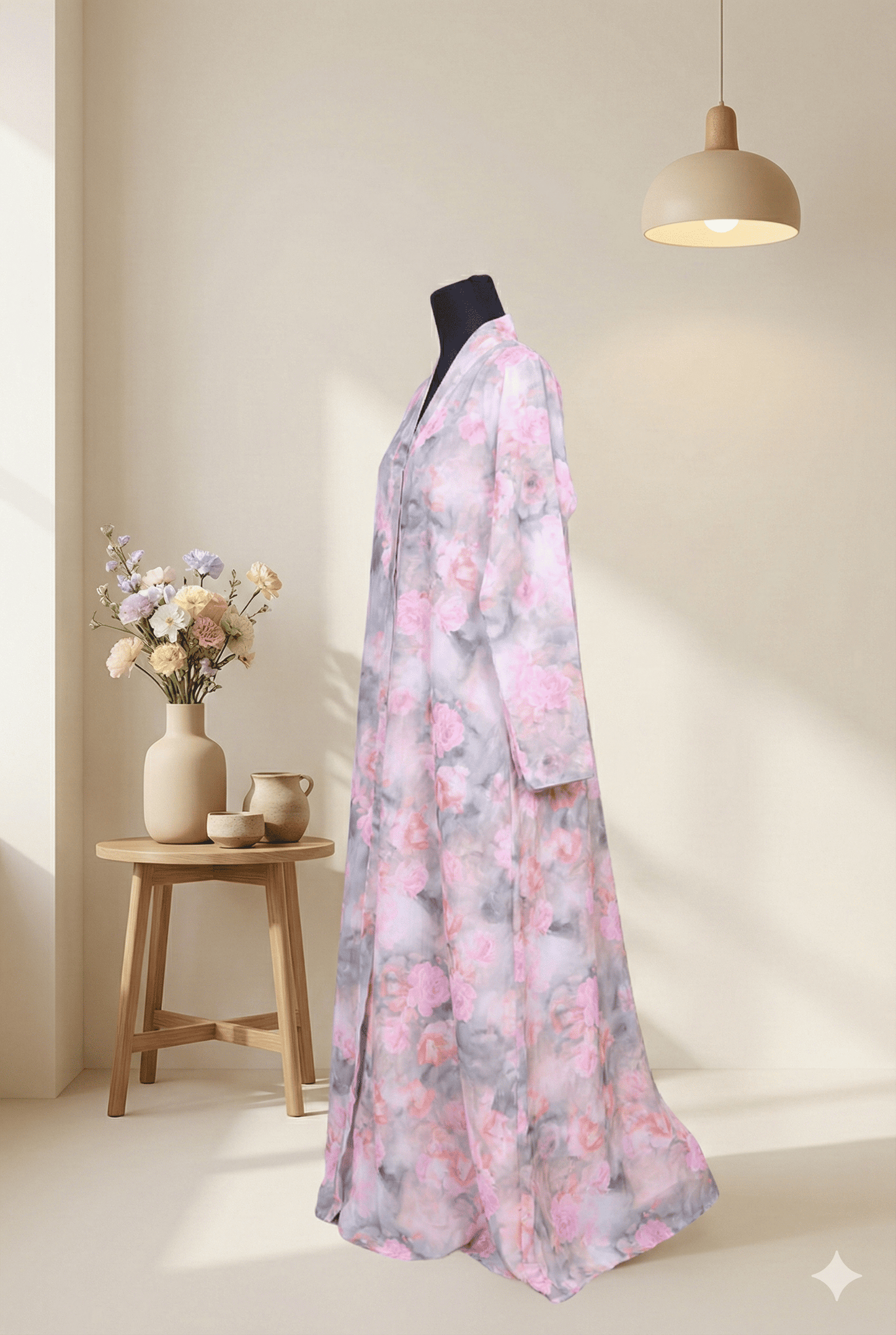 The Rosy Bloom Kids Abaya | Dusty Rose Pink Floral Abaya for Girls