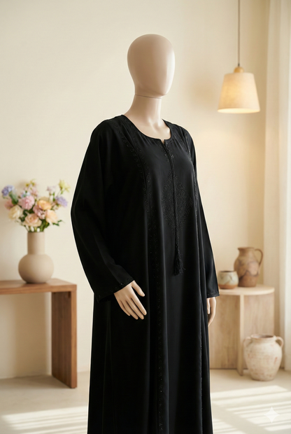 🖤 Black Sharp – Elegant Nida Fabric Abaya