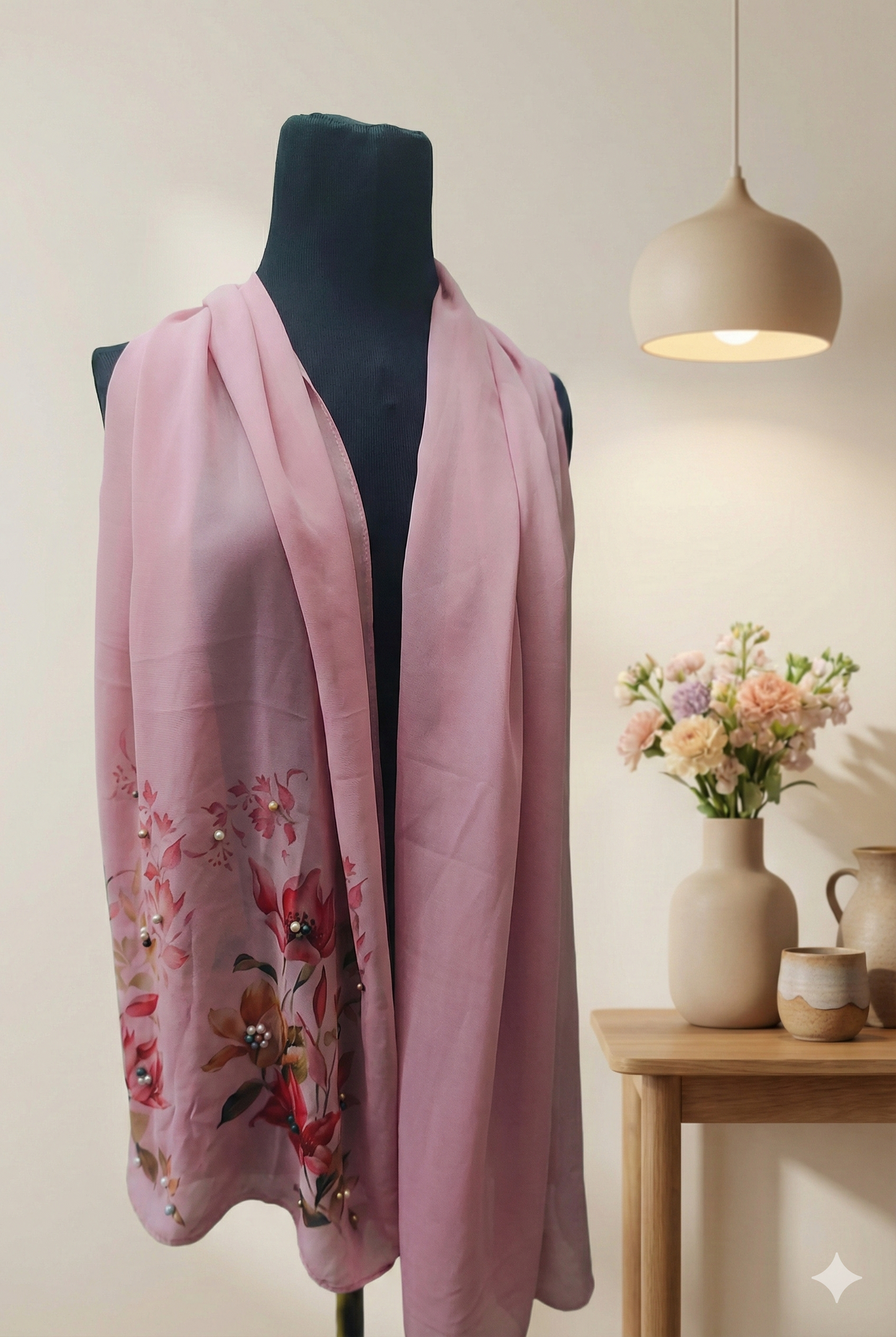 Hand Work Pink Scraf