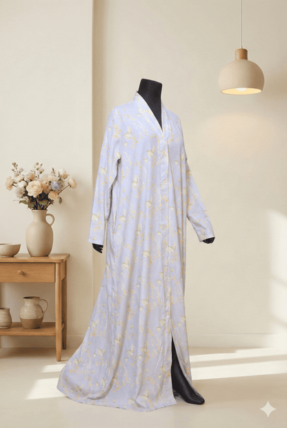 Sky Flower Abaya | Soft Blue Floral Abaya for Girls