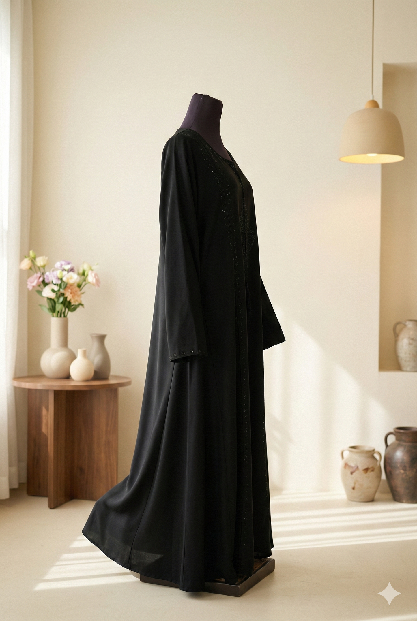 🖤 Black Sharp – Elegant Nida Fabric Abaya