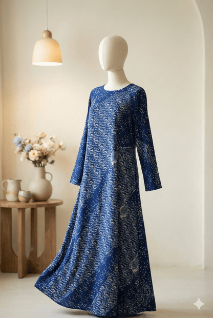 🖤 Double-Sided Black and Printed Chiffon Abaya