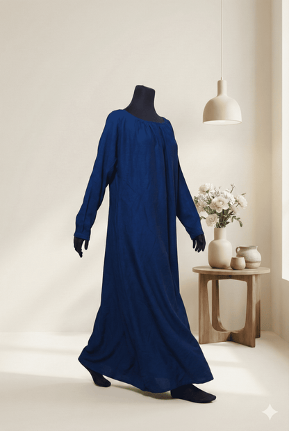 🤍 Crinkle Nida A-Line Abaya with Pleated Neckline