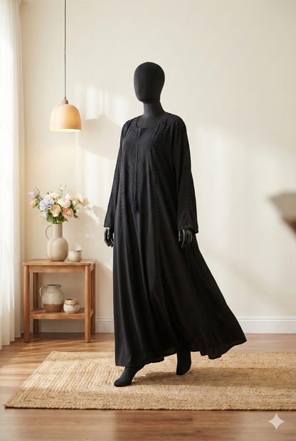 🖤 Black Sharp – Elegant Nida Fabric Abaya