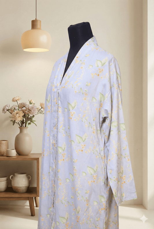 Sky Flower Abaya | Soft Blue Floral Abaya for Girls