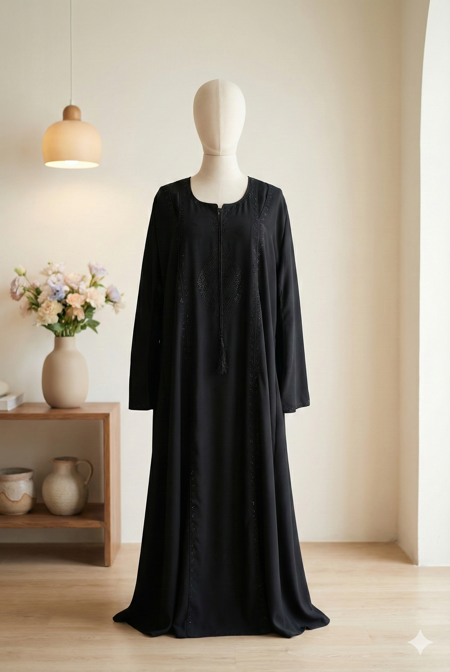 🖤 Black Sharp – Elegant Nida Fabric Abaya