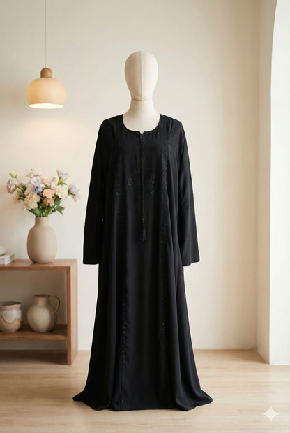 🖤 Black Sharp – Elegant Nida Fabric Abaya