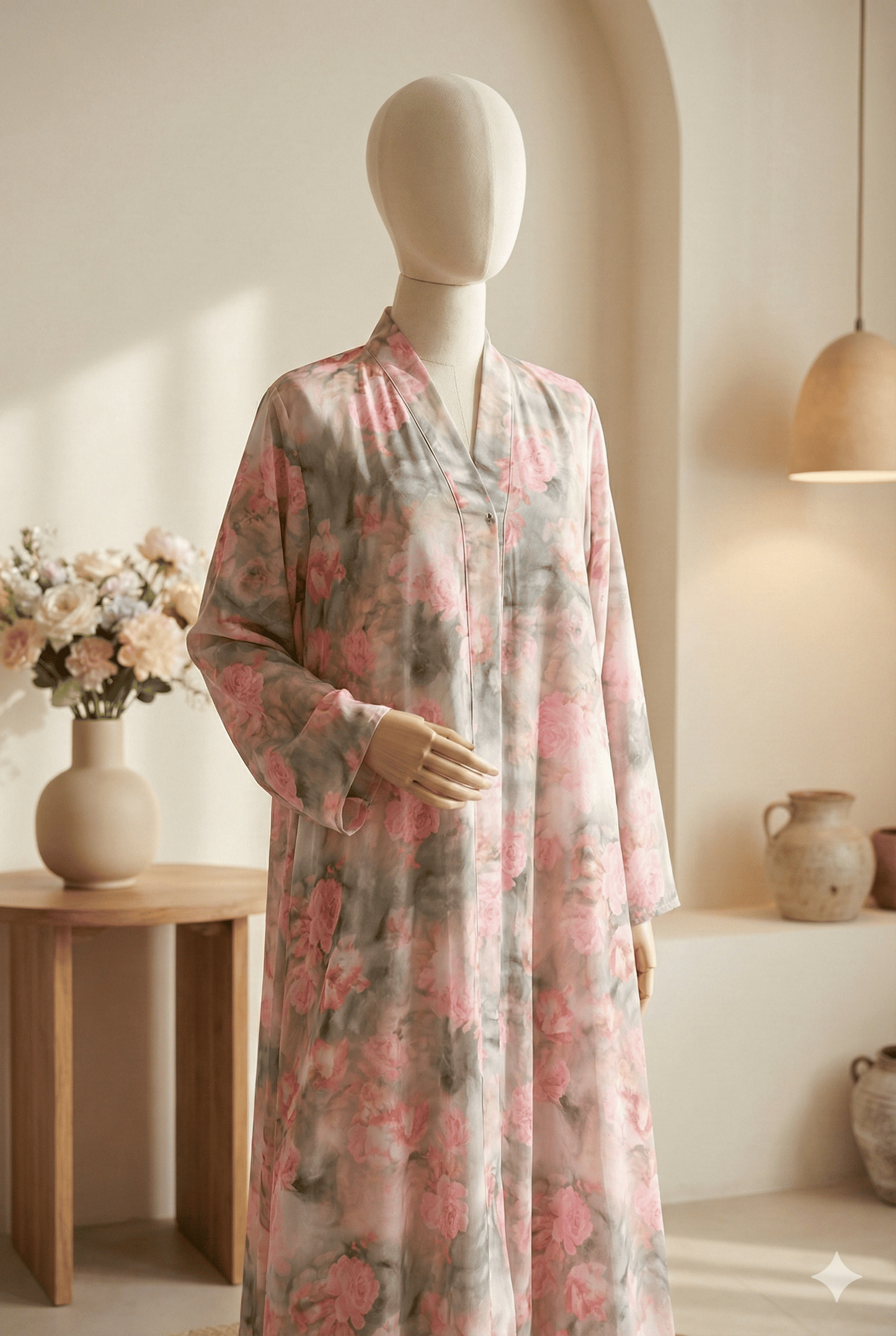 The Rosy Bloom Kids Abaya | Dusty Rose Pink Floral Abaya for Girls