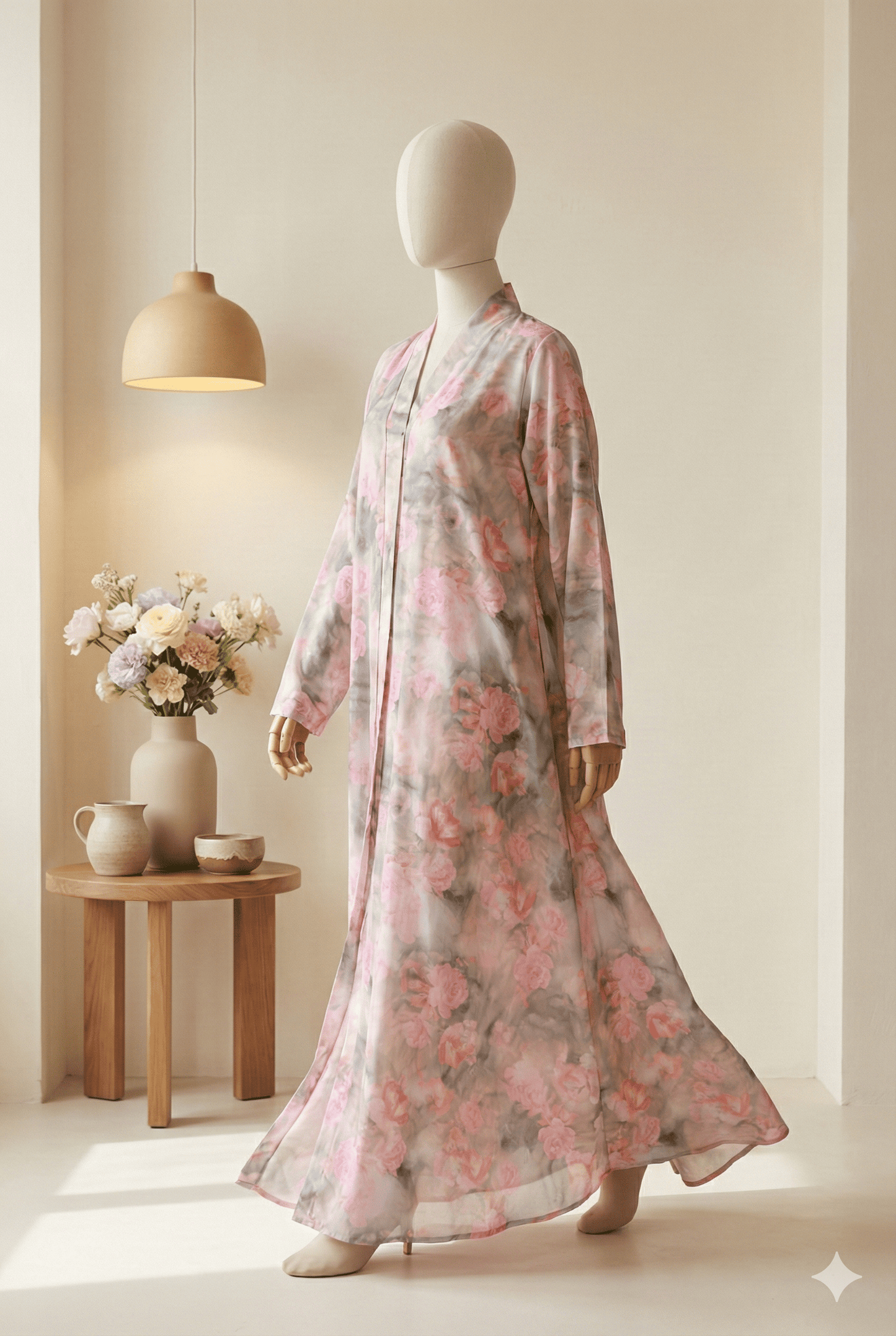 The Rosy Bloom Kids Abaya | Dusty Rose Pink Floral Abaya for Girls