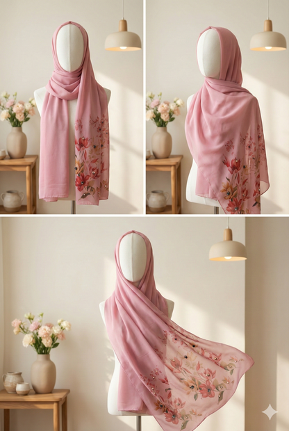 Hand Work Pink Scraf