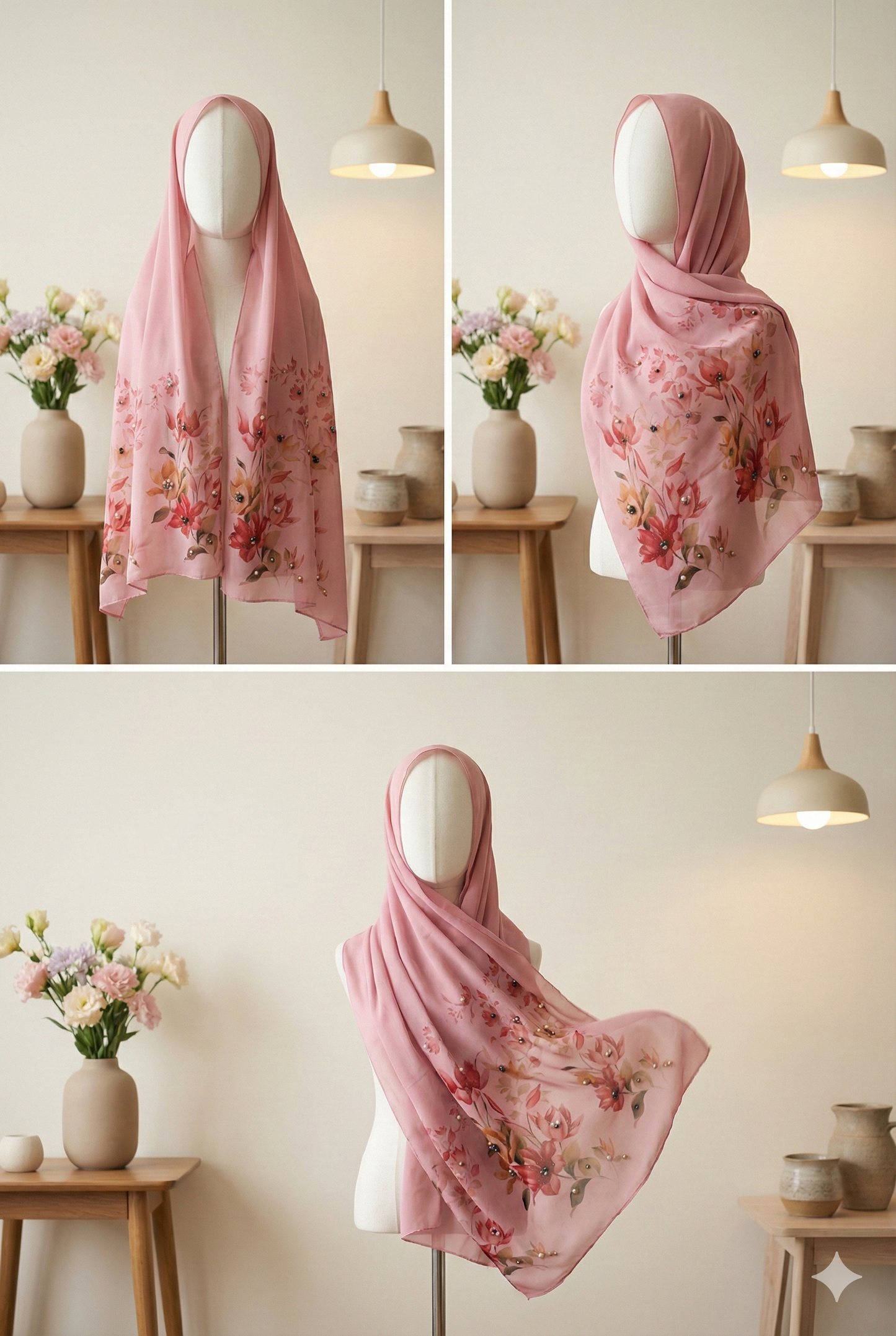 Hand Work Pink Scraf