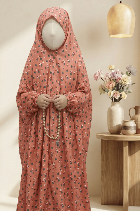 Marigold Prayer Shawl for Kids | Cotton Lawn Namaz Chadar (4–12 Years)